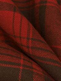 Brick Red/Penny Brown 100% Cotton Plaid Flannel - NY Designer - 56W