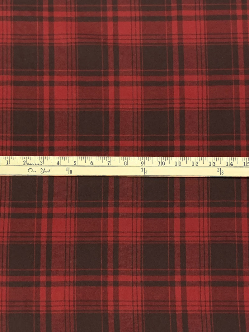 Brick Red/Penny Brown 100% Cotton Plaid Flannel - NY Designer - 56W