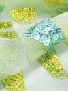 Spearmint/Sour Lime/Light Turquoise/Multi 100% Polyester Double Scalloped Border Embroidered Geometric Sequin Design On Netting 51W