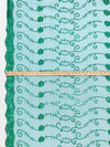 Cool Pine Green/Sea Green/Multi 100% Nylon Scalloped Double Border Embroidered Horizontal Sequin Scrolls Netting 51W