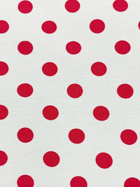 White/Cardinal Red Rayon/Nylon/Lycra Polka Dot Print Stretch Bengaline Suiting 56W
