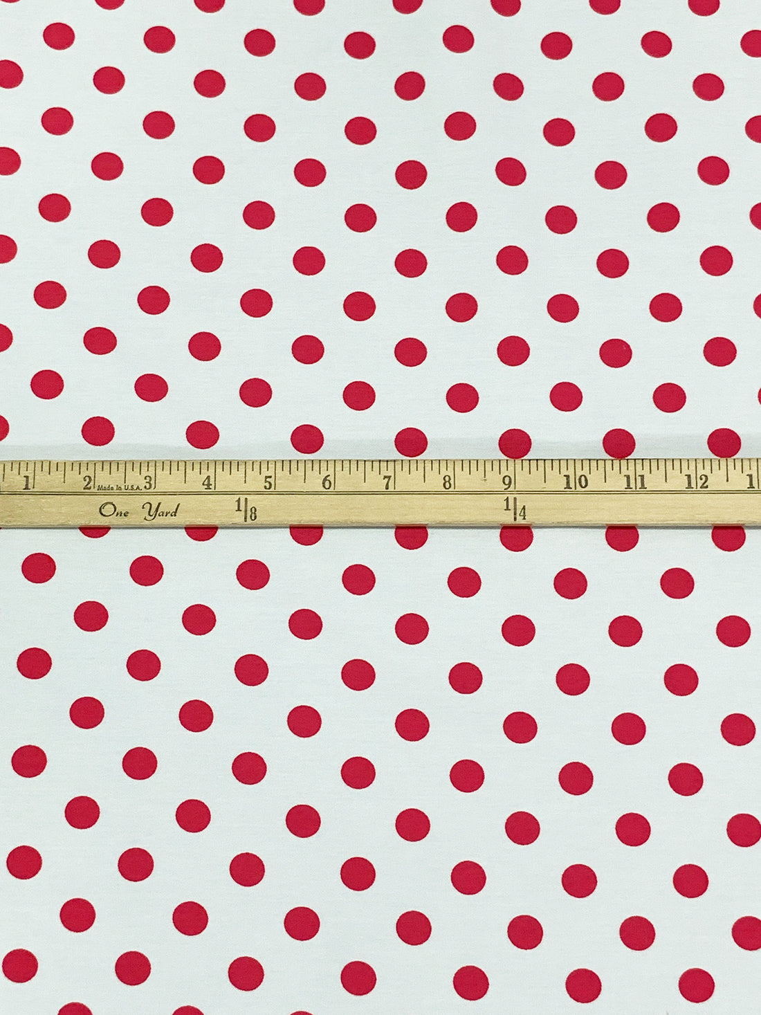 White/Cardinal Red Rayon/Nylon/Lycra Polka Dot Print Stretch Bengaline Suiting 56W