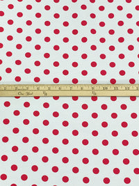 White/Cardinal Red Rayon/Nylon/Lycra Polka Dot Print Stretch Bengaline Suiting 56W