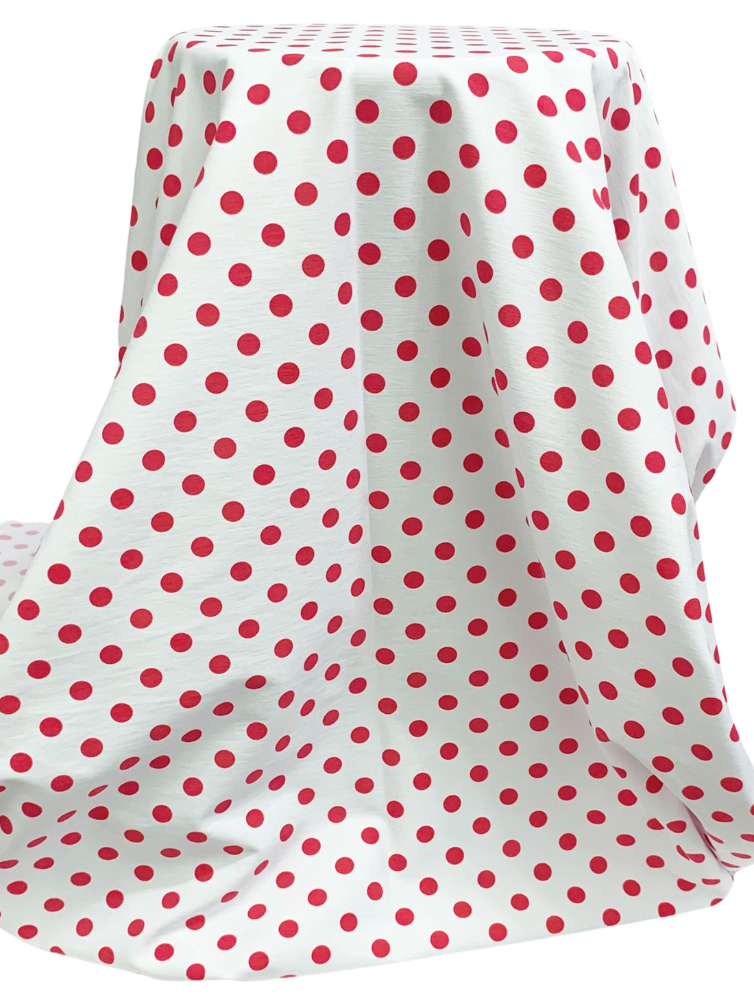 White/Cardinal Red Rayon/Nylon/Lycra Polka Dot Print Stretch Bengaline Suiting 56W