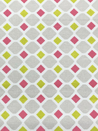 Silver Sand/Cerise/Antique Gold Rayon/Nylon/Lycra Diamond Geometric Print Stretch Bengaline Suiting 58W
