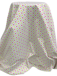 Silver Sand/Cerise/Antique Gold Rayon/Nylon/Lycra Diamond Geometric Print Stretch Bengaline Suiting 58W