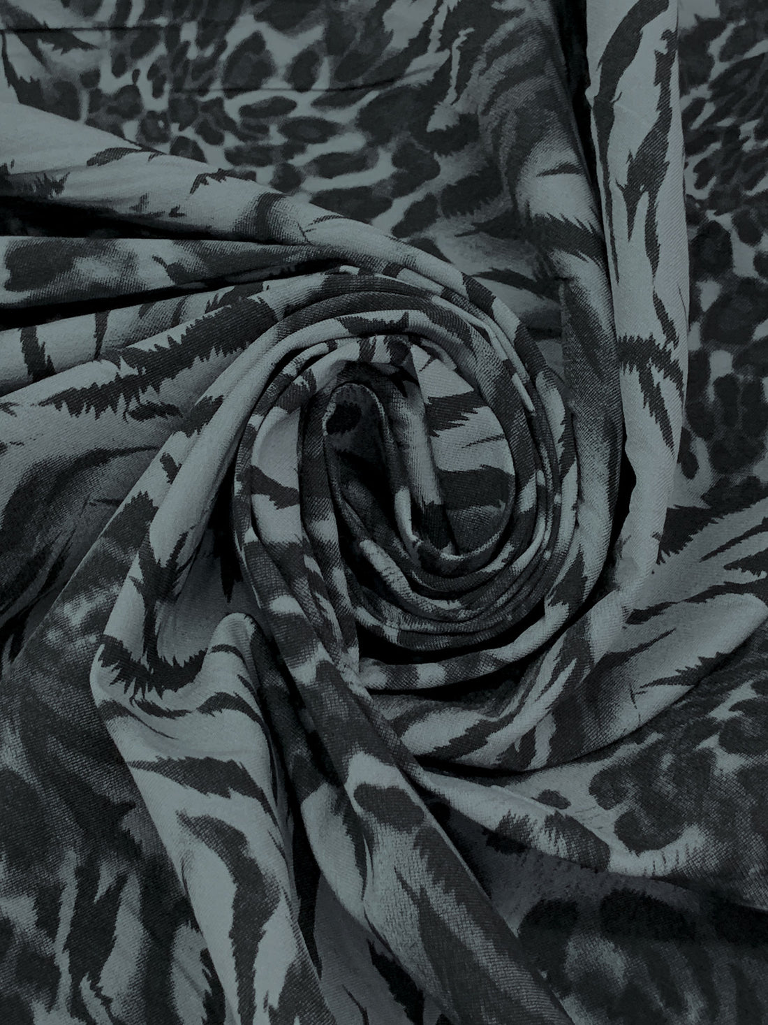 Slate Gray/Black Rayon/Nylon/Lycra Abstract Animal Print Stretch Bengaline Suiting 58W