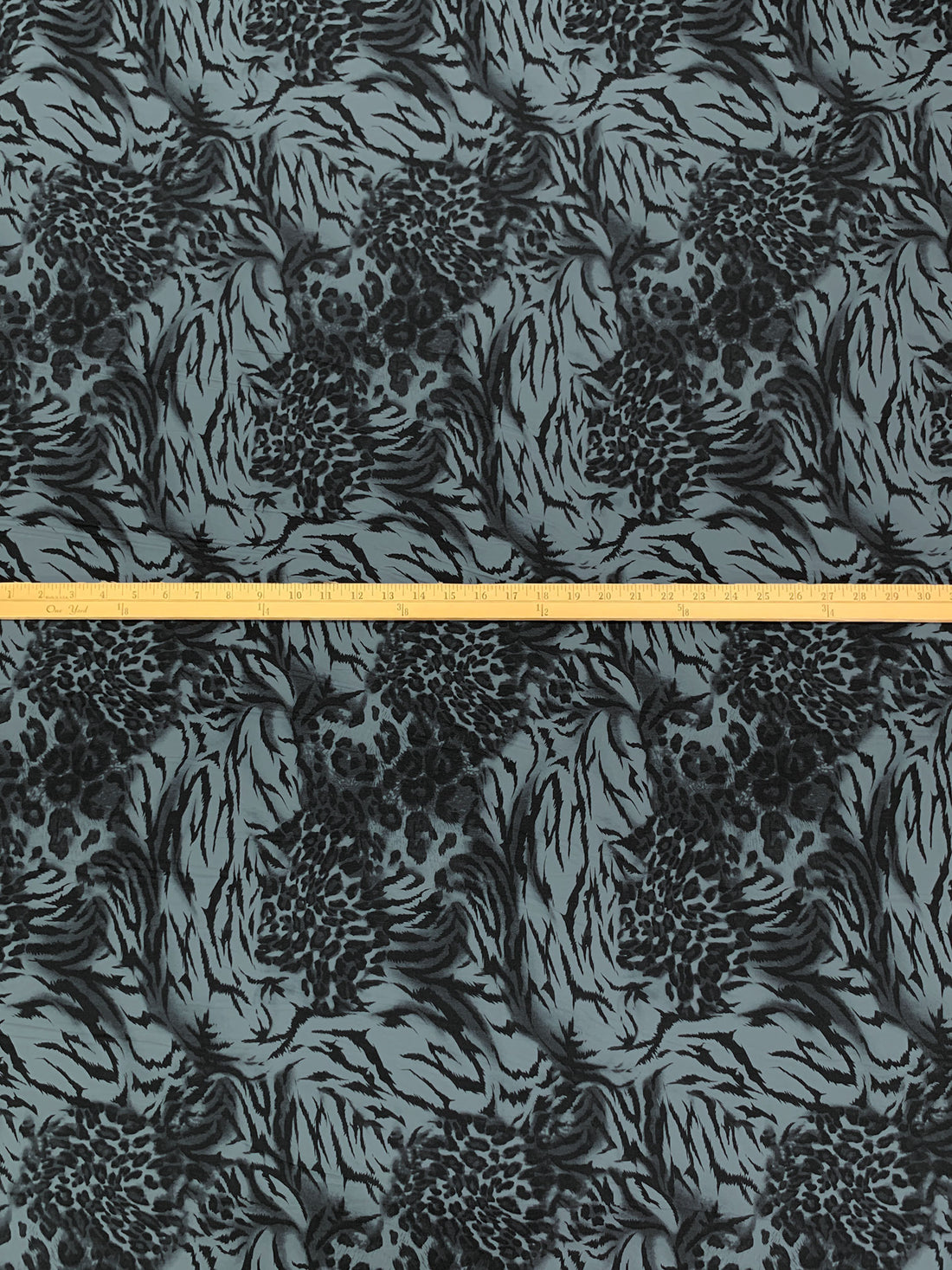 Slate Gray/Black Rayon/Nylon/Lycra Abstract Animal Print Stretch Bengaline Suiting 58W