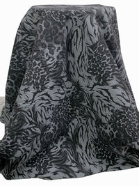 Slate Gray/Black Rayon/Nylon/Lycra Abstract Animal Print Stretch Bengaline Suiting 58W