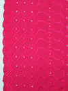 Raspberry Polyester/Cotton Scalloped Double Border Embroidered Ornate Eyelet Design Lawn 41W