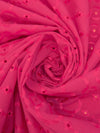 Raspberry Polyester/Cotton Scalloped Double Border Embroidered Ornate Eyelet Design Lawn 41W
