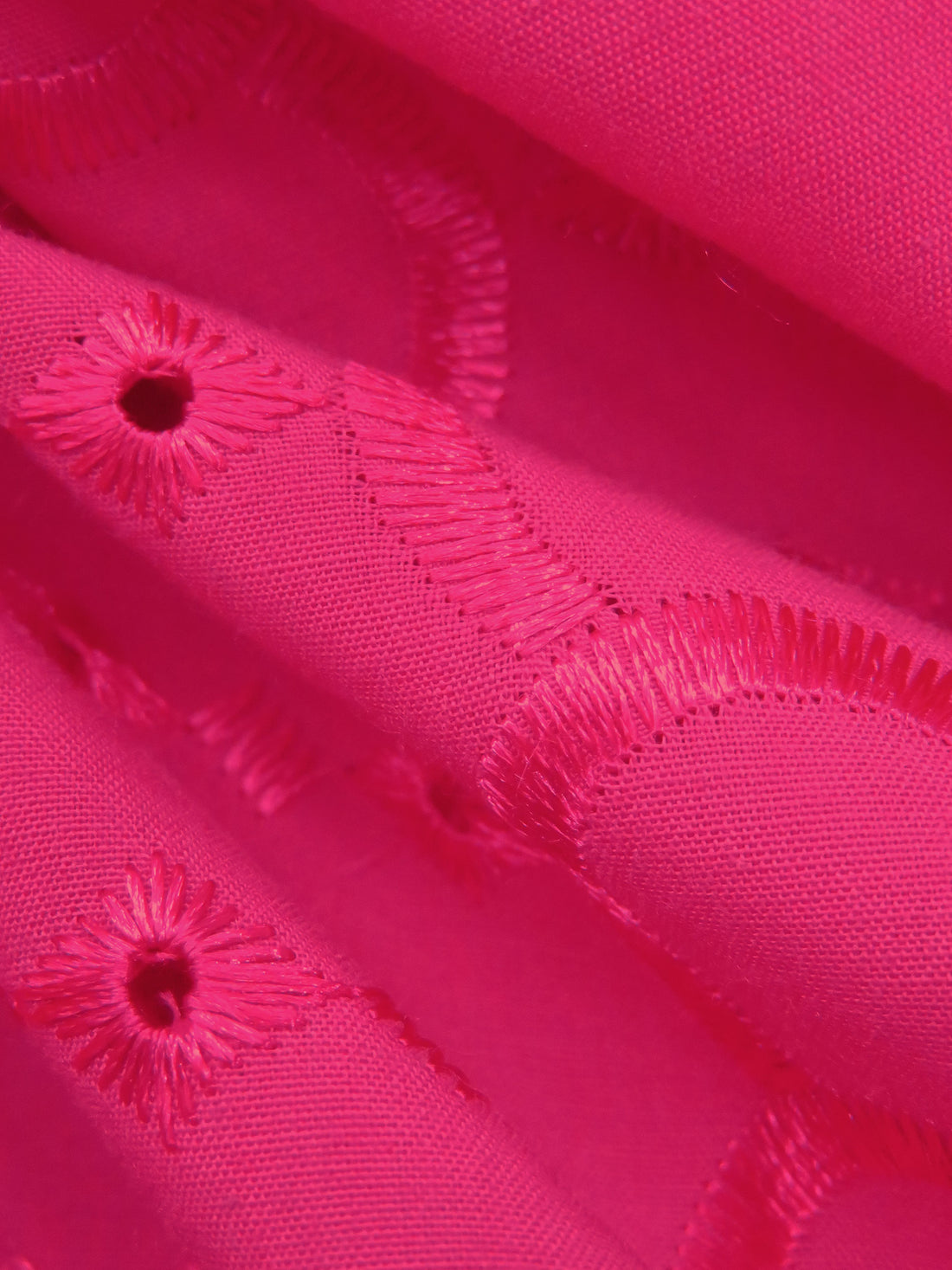 Raspberry Polyester/Cotton Scalloped Double Border Embroidered Ornate Eyelet Design Lawn 41W