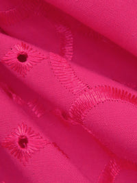 Raspberry Polyester/Cotton Scalloped Double Border Embroidered Ornate Eyelet Design Lawn 41W