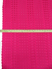 Raspberry Polyester/Cotton Scalloped Double Border Embroidered Ornate Eyelet Design Lawn 41W