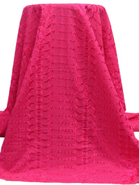 Raspberry Polyester/Cotton Scalloped Double Border Embroidered Ornate Eyelet Design Lawn 41W