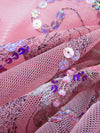 Shimmering Blush/Dusty Rose/Neon Purple/Multi 100% Nylon Scalloped Double Border Embroidered Floral & Bead Netting 52W