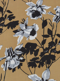 Toffee/Black/Cool Gray/White 100% Polyester Modern Floral Print Washed Charmeuse - NY Designer - 58W