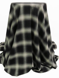 Black/Dusty Vanilla/Pewter Gray 100% Rayon Yarn-Dyed Plaid Challis - NY Designer - 60W