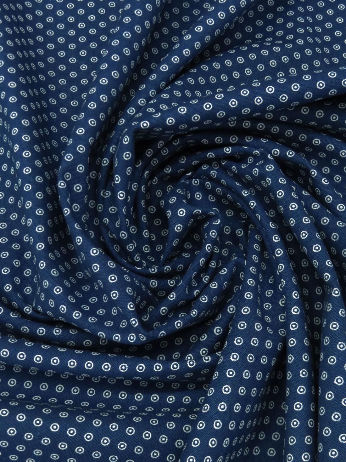 Space Cadet Blue/White 100% Cotton Mini Dotted Circle Print Washed Shirting 33W