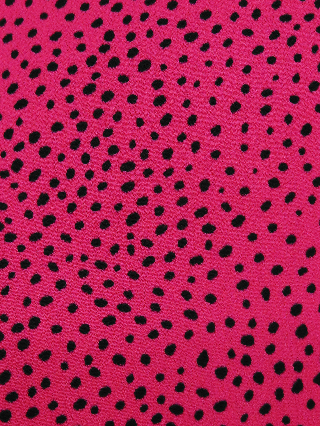 Raspberry Pink/Black 100% Rayon Speckled Print Crinkle Crepe Challis - NY Designer - 36W