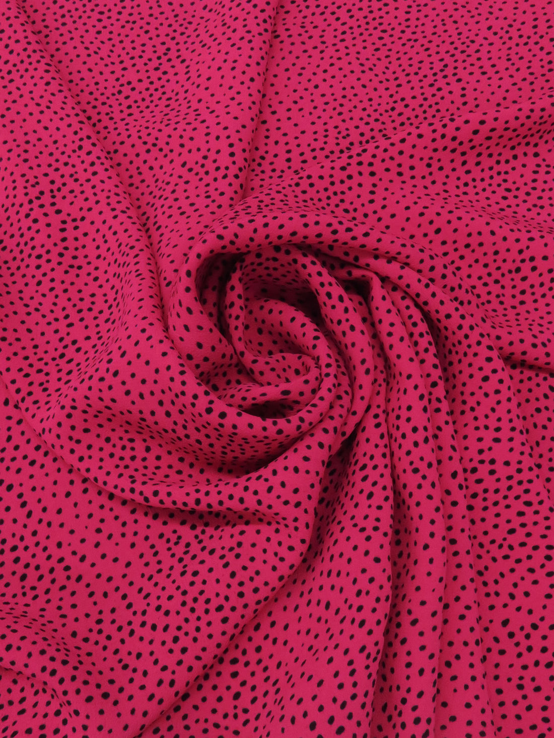 Raspberry Pink/Black 100% Rayon Speckled Print Crinkle Crepe Challis - NY Designer - 36W