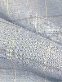 Sky Blue/Warm Gray/Off-White 100% Linen Windowpane Plaid Shirt Weight Woven 60W