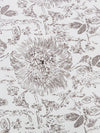 White/Espresso 100% Linen Floral Outline Print Mid-Weight Linen 58W