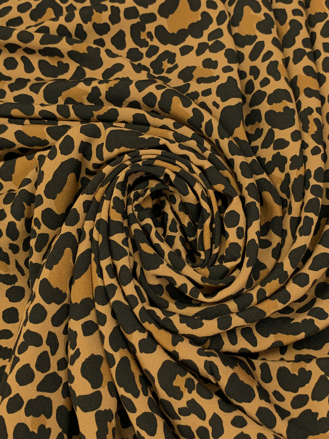 Camel/Black/Golden Oak 100% Rayon Animal Print Crepe Challis - NY Designer - 57W