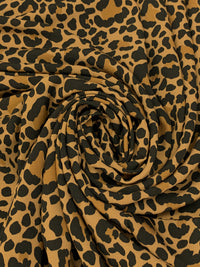 Camel/Black/Golden Oak 100% Rayon Animal Print Crepe Challis - NY Designer - 57W