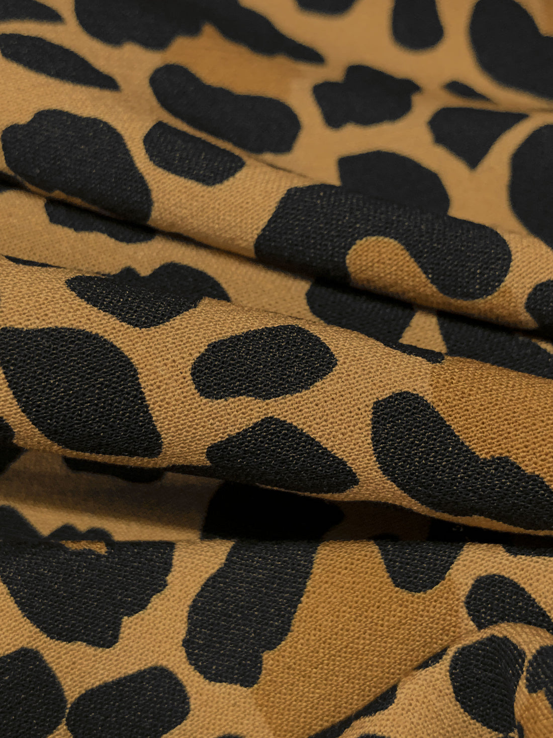 Camel/Black/Golden Oak 100% Rayon Animal Print Crepe Challis - NY Designer - 57W