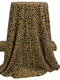 Camel/Black/Golden Oak 100% Rayon Animal Print Crepe Challis - NY Designer - 57W