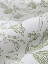 White/Fern Green 100% Linen Floral Outline Print Mid-Weight Linen 58W