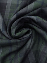 Evergreen/Muted Black/Dark Sapphire/Multi 100% Linen Yarn-Dyed Plaid Design Shirt-Weight Woven 58W