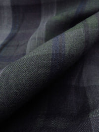 Evergreen/Muted Black/Dark Sapphire/Multi 100% Linen Yarn-Dyed Plaid Design Shirt-Weight Woven 58W