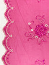 Fandango Pink/Silver/Iridescent Pink 100% Polyester Scalloped Double Border Embroidered Floral & Sequin Chiffon 42W