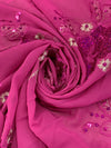 Fandango Pink/Silver/Iridescent Pink 100% Polyester Scalloped Double Border Embroidered Floral & Sequin Chiffon 42W