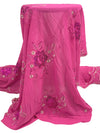 Fandango Pink/Silver/Iridescent Pink 100% Polyester Scalloped Double Border Embroidered Floral & Sequin Chiffon 42W