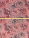 Plumberry/Rose Gold/Off-White 100% Polyester Large Floral Print Sheer Knit 54W