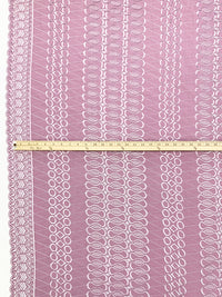 Dark Dusty Lilac Polyester/Cotton Scalloped Double Border Embroidered Ornate Eyelet Design Lawn 40W