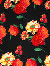 Muted Black/Canary Yellow/Vermilion Red Polyester/Lycra Floral Print Double Brushed Knit 58W