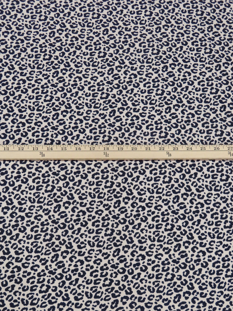 Dark Vanilla/Dark Sapphire 100% Polyester Animal Print Bubble Crepe 58W