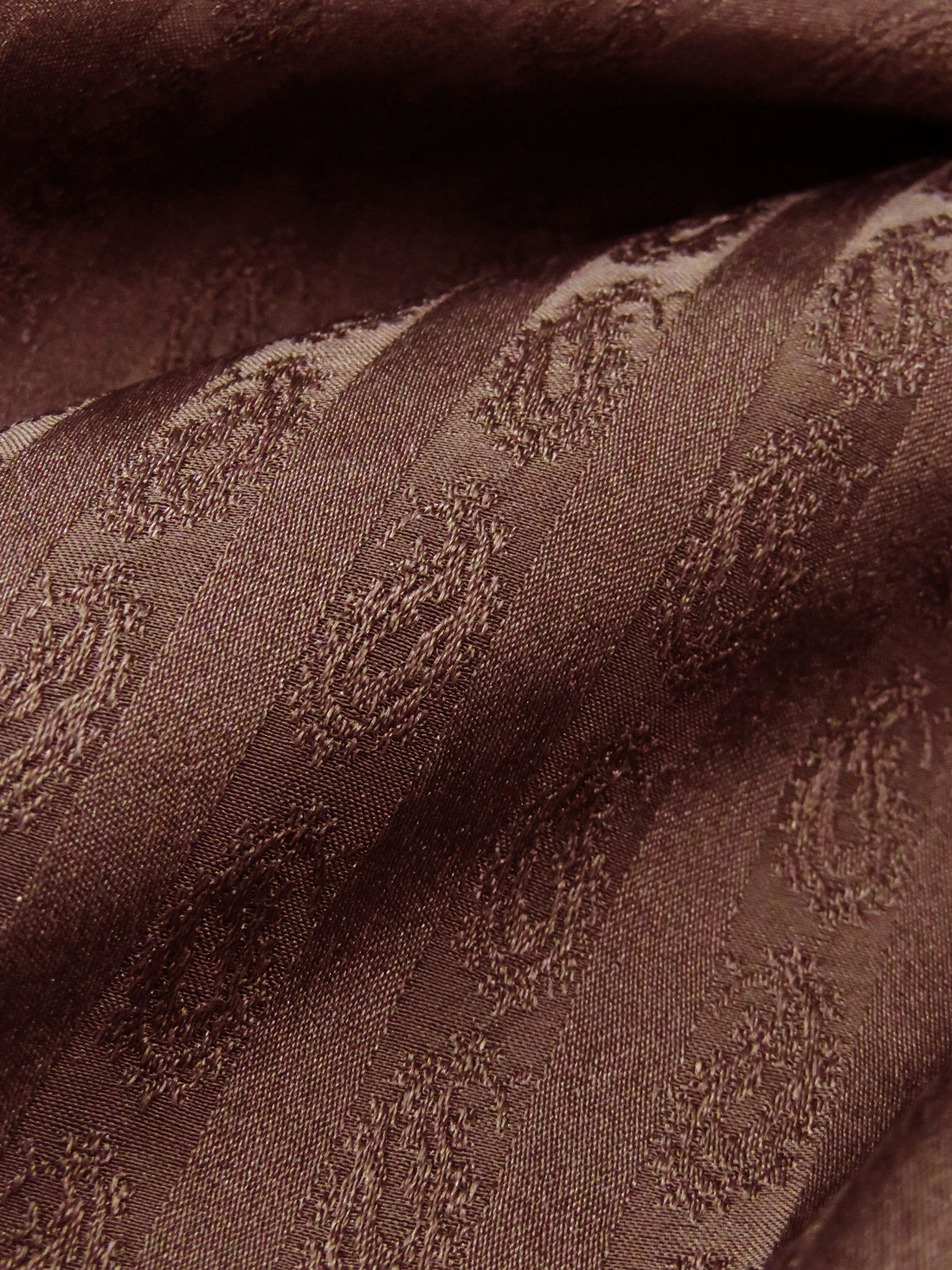 Royal Brown 100% Silk Vertical Paisley Stripe Jacquard Burnout 33W