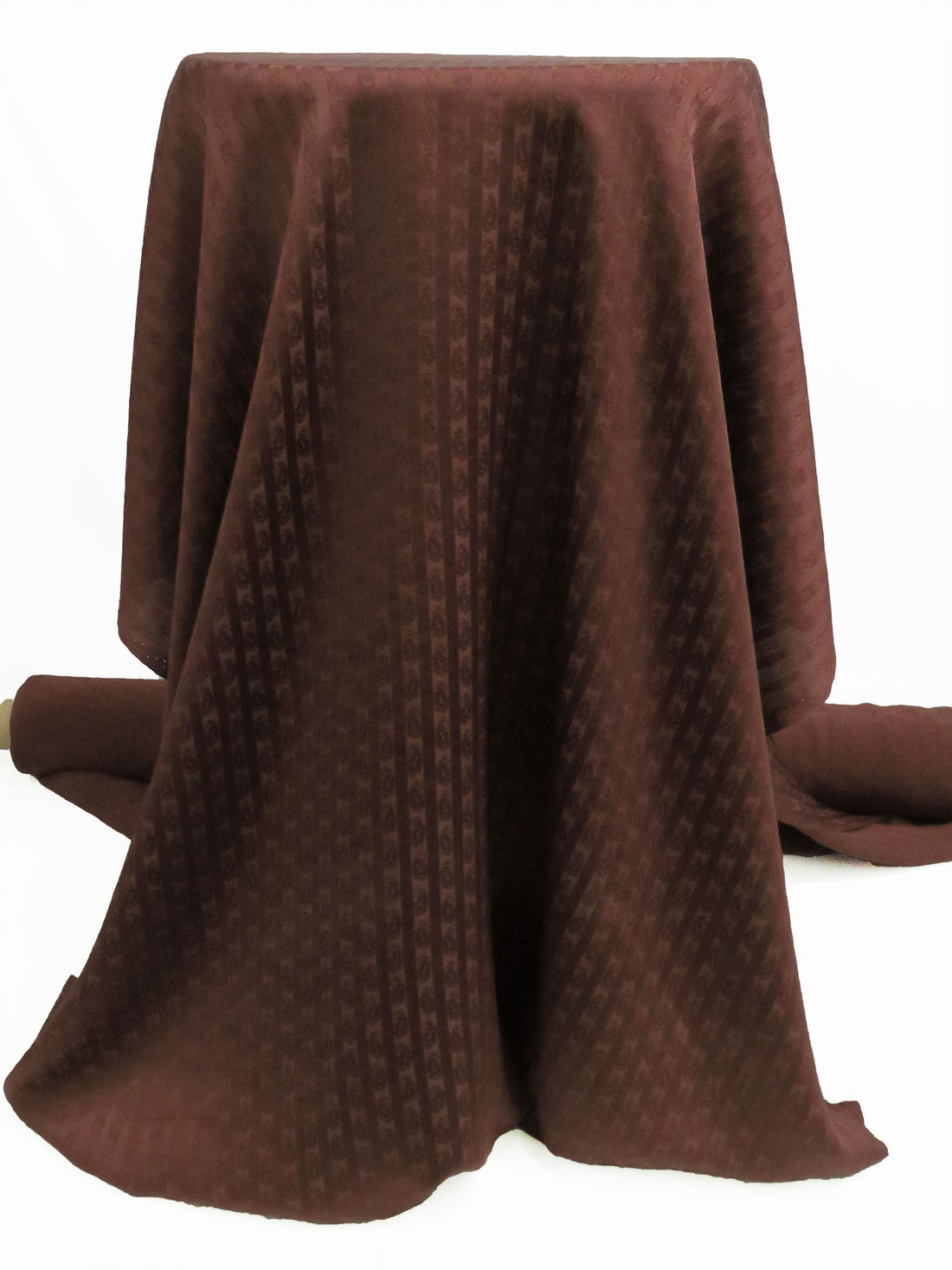 Royal Brown 100% Silk Vertical Paisley Stripe Jacquard Burnout 33W