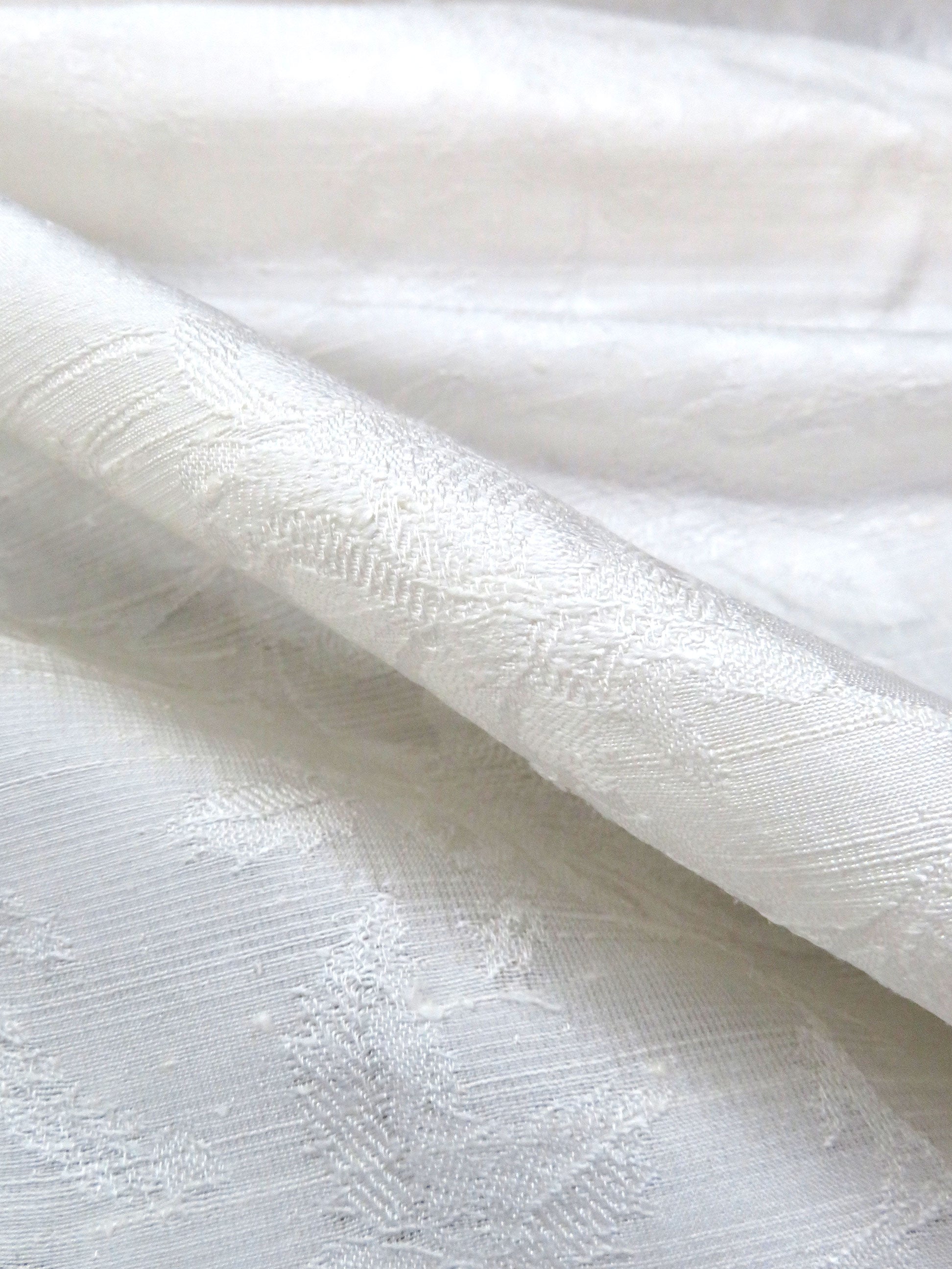 【ヴィンテージ】シルクブレザー　ホワイト USA Chalk White 100% Silk Floral Jacquard Dupioni 43W – Fabric Mart