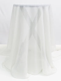 Smokey White 100% Silk Vertical Shadow Stripe Crinkle Chiffon 42W