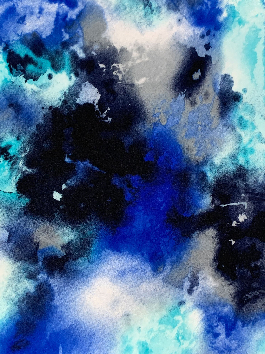 Deep Blue/Black/Light Gray 100% Polyester Abstract Print Chiffon - Norma Kamali - 56W