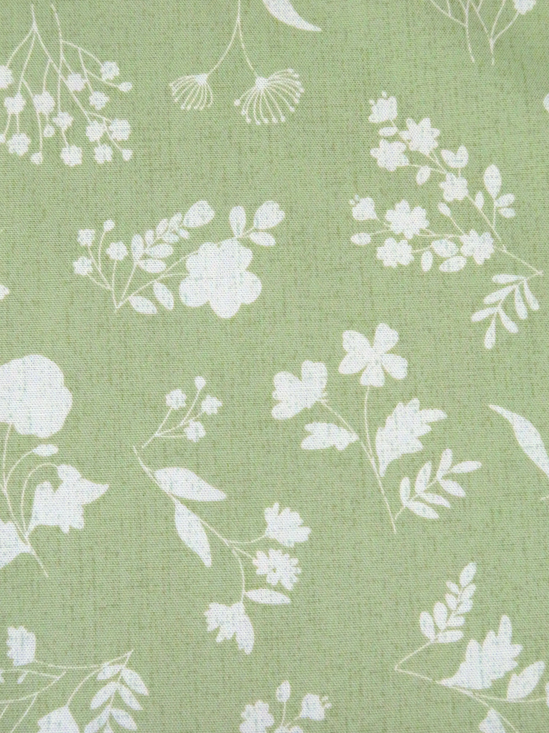 Olivine/White Cotton/Linen Floral Silhouette Print Midweight Woven 59W