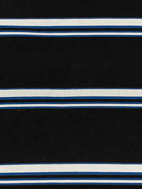 Black/Dark Blue/White Rayon/Nylon/Spandex Horizontal Stripe Stretch Bengaline Suiting - NY Designer - 56W