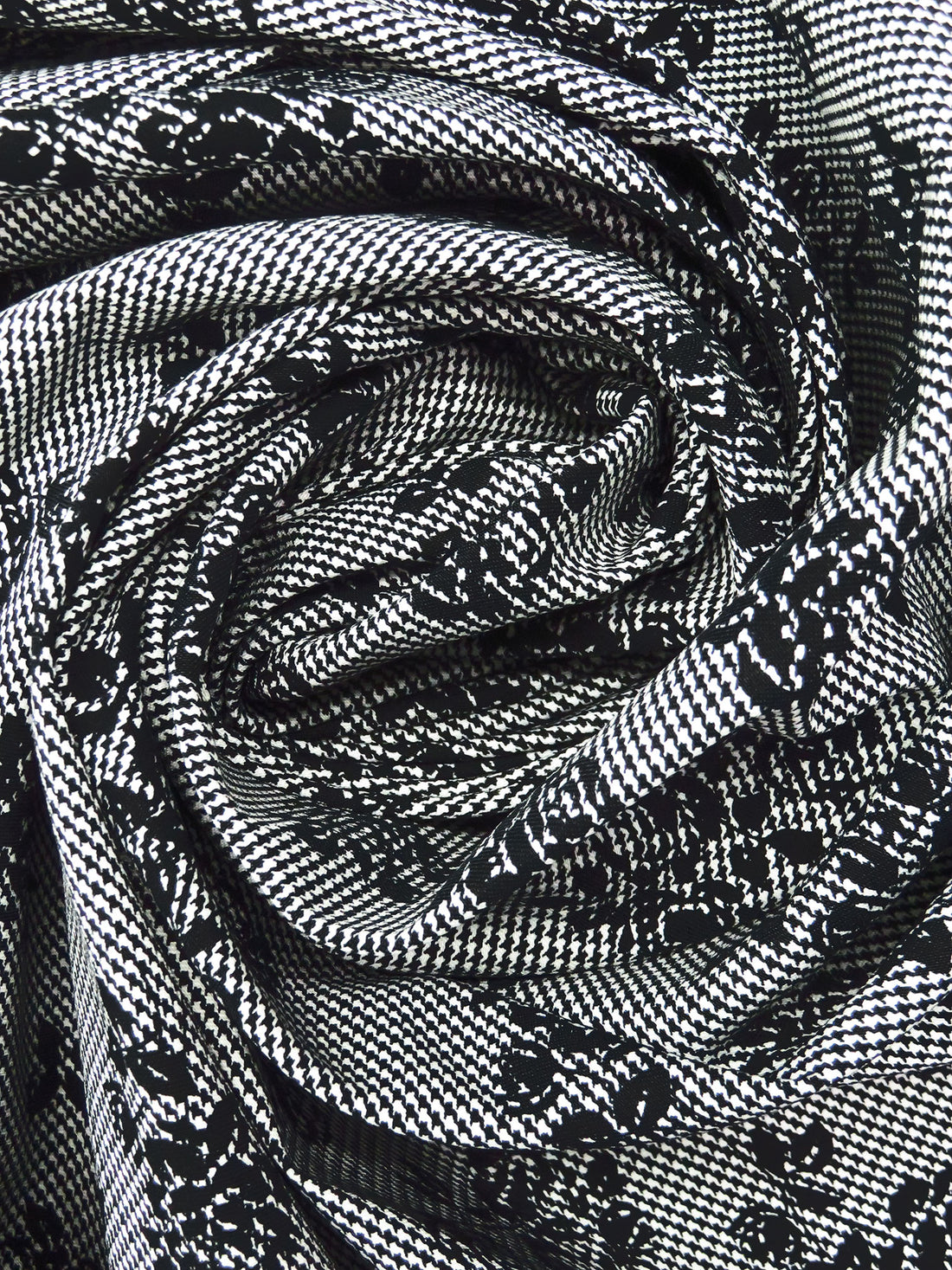 Black/White Rayon/Nylon/Lycra Floral Silhouette Print Stretch Bengaline Suiting 58W