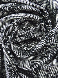 Black/White Rayon/Nylon/Lycra Floral Silhouette Print Stretch Bengaline Suiting 58W